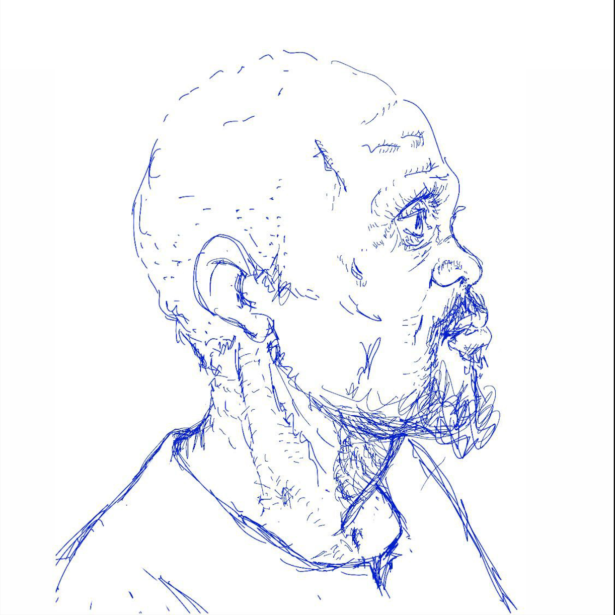 Blue ink profile drawing